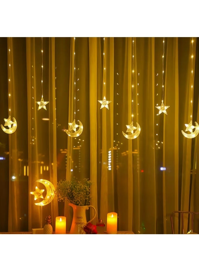 H.F.J Star & Moon String Lights 4 Meter | Warm White LED Fairy Lights with Crescent Moon & Star Design | Decorative Curtain Lights for Bedroom, Ramadan, Eid, Wedding & Home Décor - Image 5